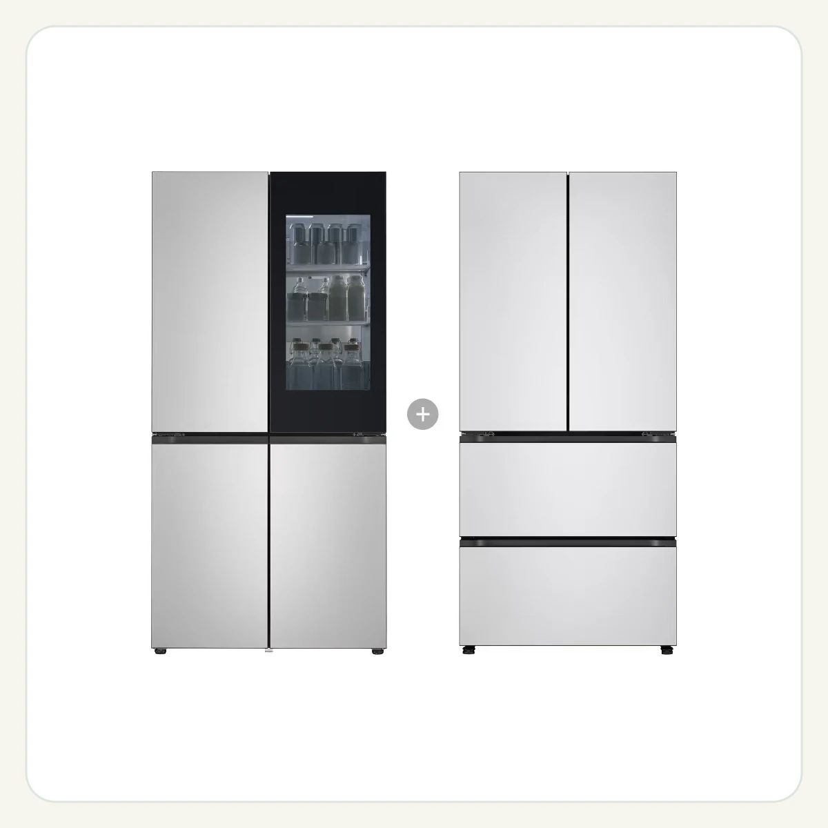 LG 디오스 오브제컬렉션 STEM 베이직 냉장고 Fit & Max (노크온) + LG 디오스 오브제컬렉션 김치톡톡 Fit & Max 제품 이미지