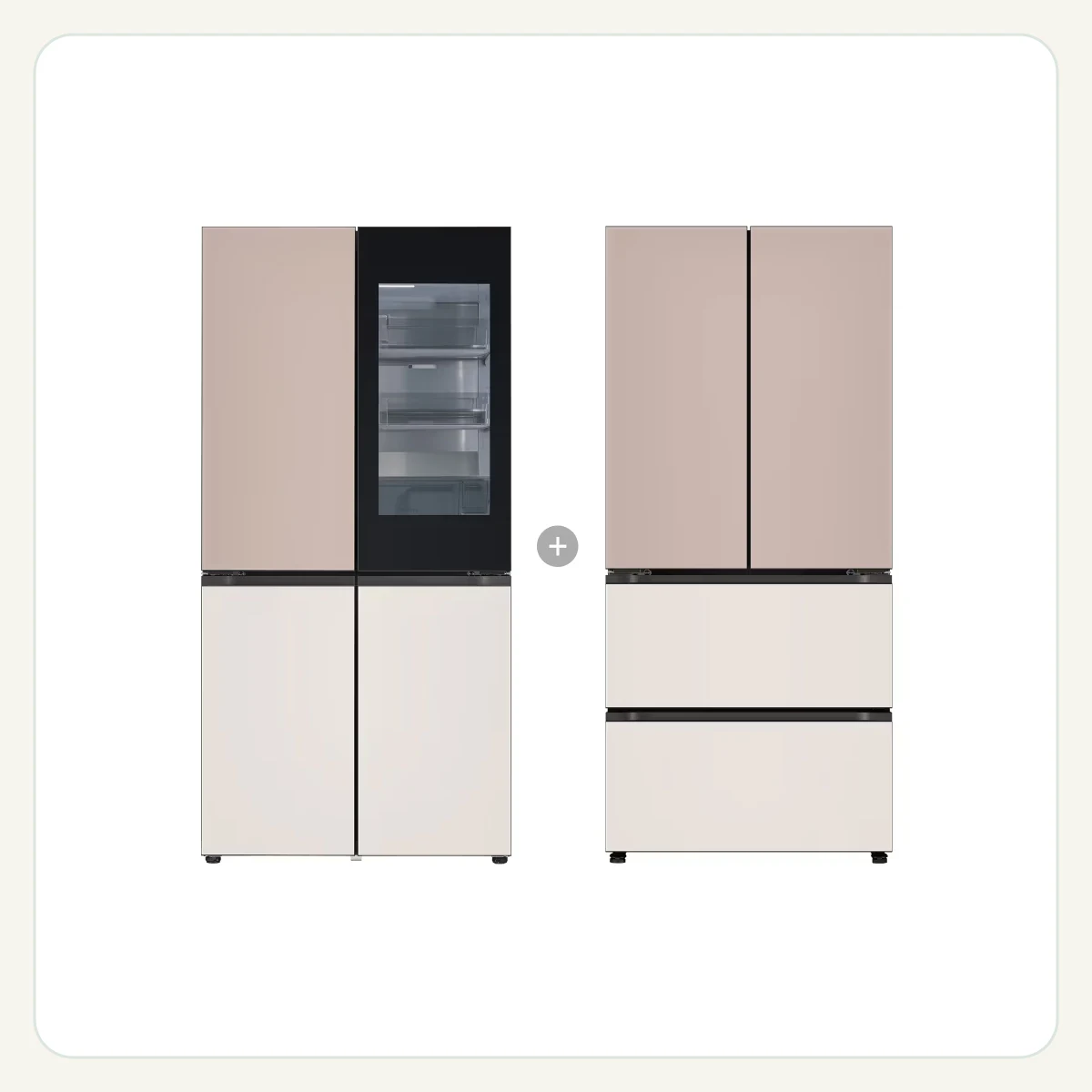 LG 디오스 오브제컬렉션 STEM 베이직 냉장고 Fit & Max (노크온) + LG 디오스 오브제컬렉션 김치톡톡 Fit & Max 제품 이미지